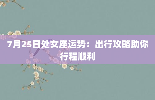 7月25日处女座运势：出行攻略助你行程顺利
