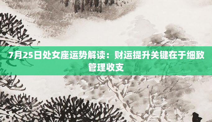 7月25日处女座运势解读：财运提升关键在于细致管理收支