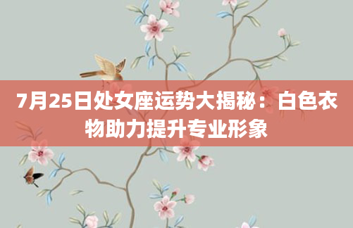 7月25日处女座运势大揭秘：白色衣物助力提升专业形象
