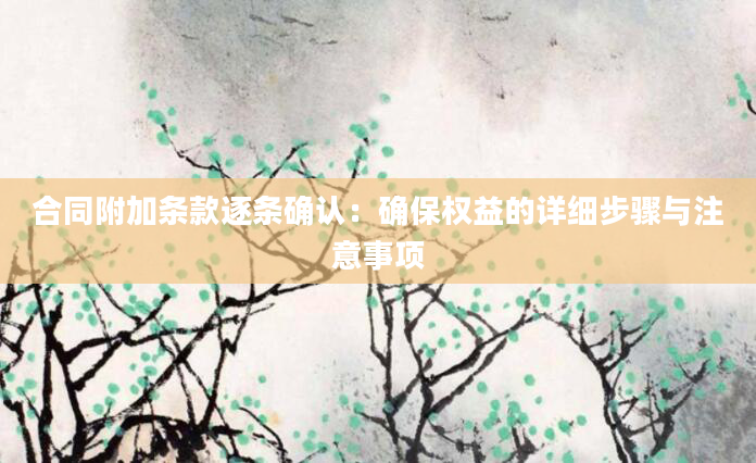合同附加条款逐条确认：确保权益的详细步骤与注意事项