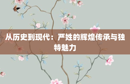 从历史到现代：严姓的辉煌传承与独特魅力