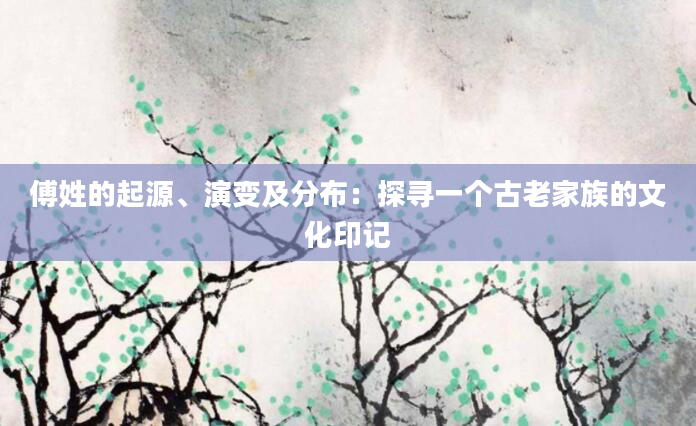 傅姓的起源、演变及分布：探寻一个古老家族的文化印记