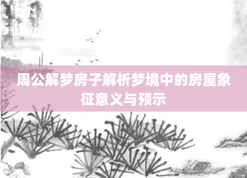 周公解梦房子解析梦境中的房屋象征意义与预示