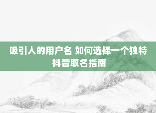 吸引人的用户名 如何选择一个独特 抖音取名指南