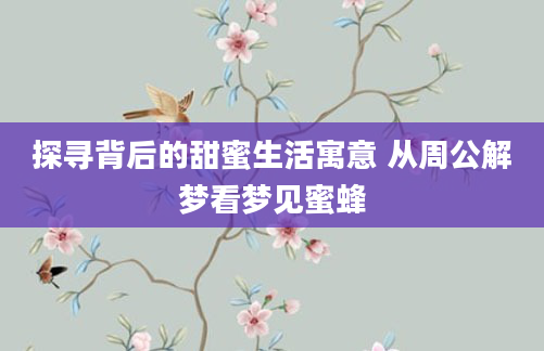 探寻背后的甜蜜生活寓意 从周公解梦看梦见蜜蜂