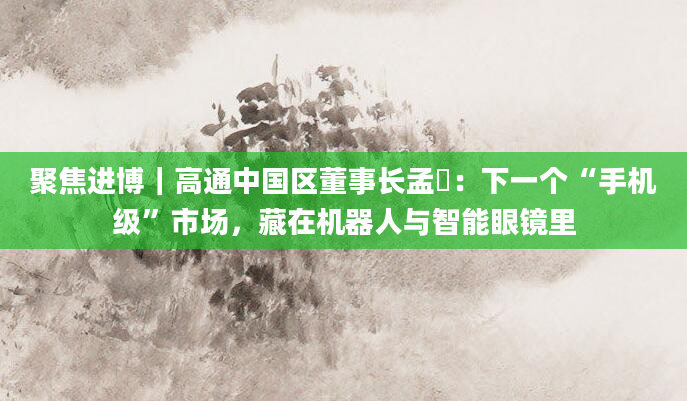 聚焦进博｜高通中国区董事长孟樸：下一个“手机级”市场，藏在机器人与智能眼镜里