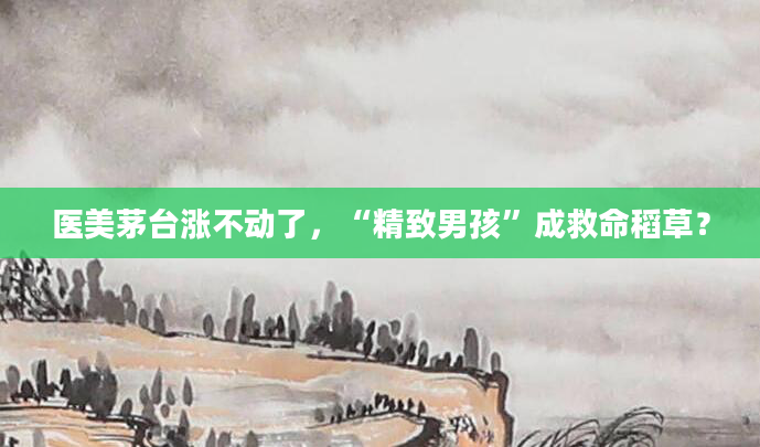 医美茅台涨不动了，“精致男孩”成救命稻草？