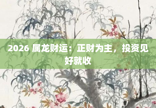 2026 属龙财运：正财为主，投资见好就收