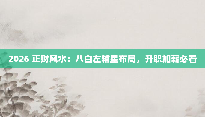 2026 正财风水：八白左辅星布局，升职加薪必看