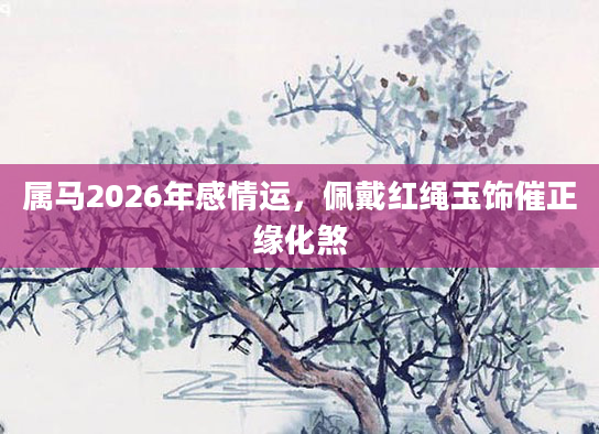 属马2026年感情运，佩戴红绳玉饰催正缘化煞
