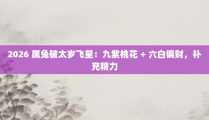 2026 属兔破太岁飞星：九紫桃花 + 六白偏财，补充精力