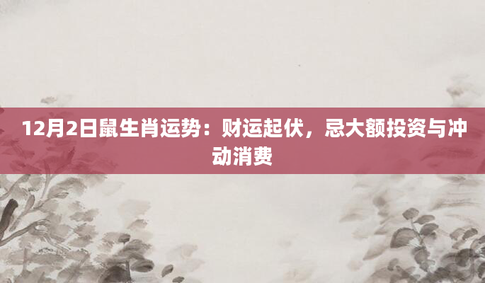12月2日鼠生肖运势：财运起伏，忌大额投资与冲动消费
