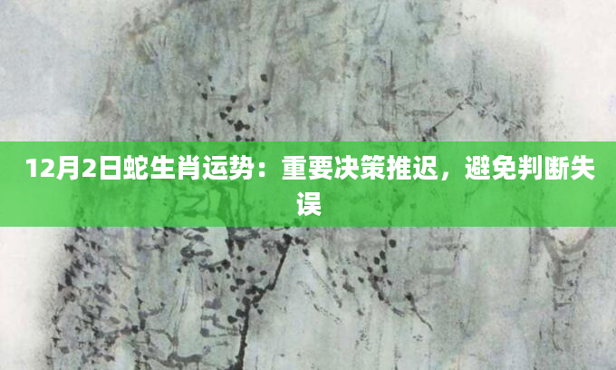 12月2日蛇生肖运势：重要决策推迟，避免判断失误