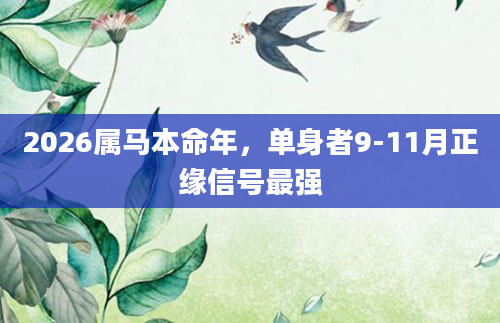 2026属马本命年，单身者9-11月正缘信号最强