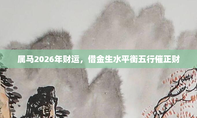 属马2026年财运，借金生水平衡五行催正财