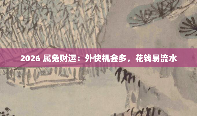 2026 属兔财运：外快机会多，花钱易流水
