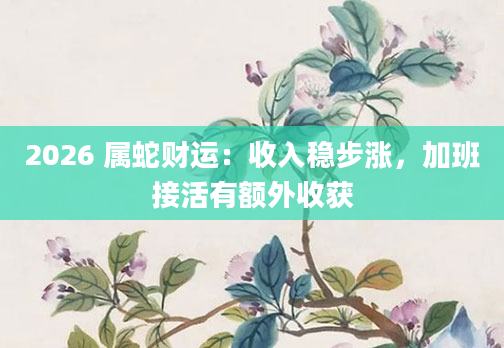 2026 属蛇财运：收入稳步涨，加班接活有额外收获