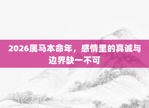 2026属马本命年，感情里的真诚与边界缺一不可