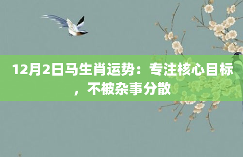 12月2日马生肖运势：专注核心目标，不被杂事分散