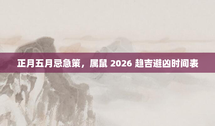 正月五月忌急策，属鼠 2026 趋吉避凶时间表