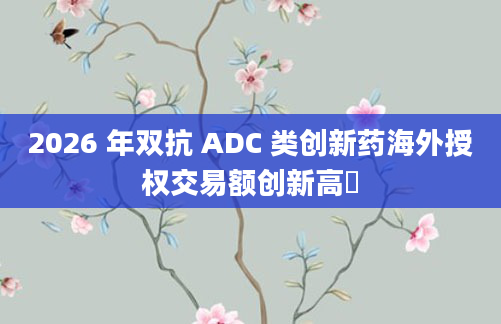 2026 年双抗 ADC 类创新药海外授权交易额创新高​
