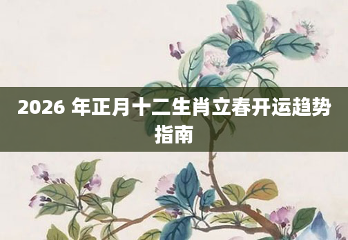2026 年正月十二生肖立春开运趋势指南