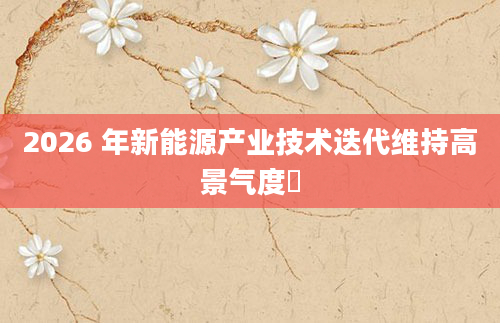 2026 年新能源产业技术迭代维持高景气度​