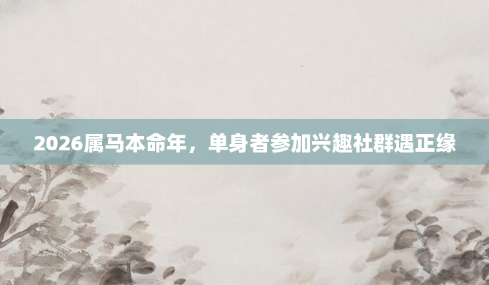 2026属马本命年，单身者参加兴趣社群遇正缘