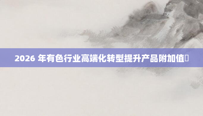 2026 年有色行业高端化转型提升产品附加值​