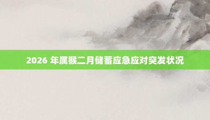 2026 年属猴二月储蓄应急应对突发状况