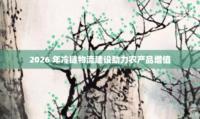 2026 年冷链物流建设助力农产品增值