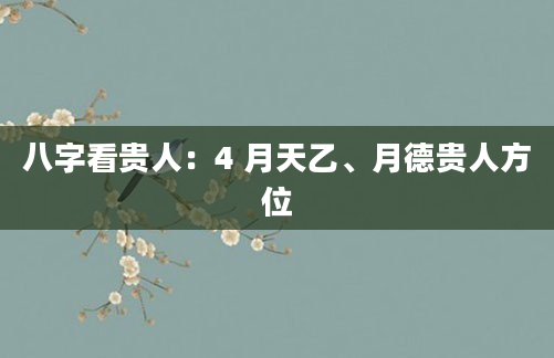 八字看贵人：4 月天乙、月德贵人方位
