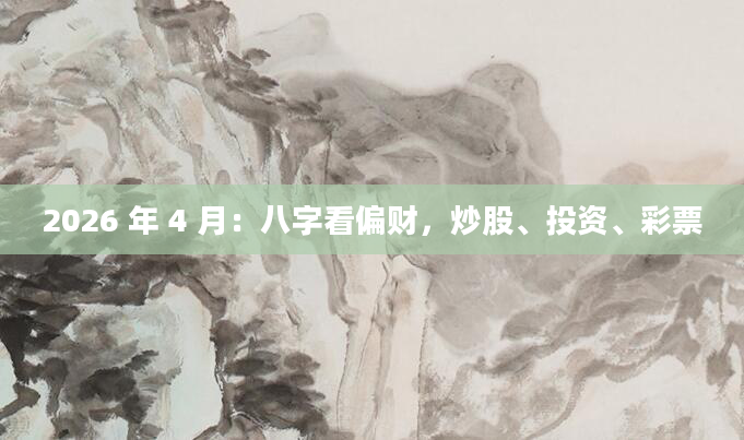 2026 年 4 月：八字看偏财，炒股、投资、彩票