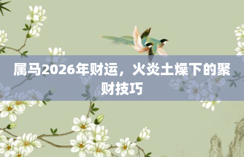 属马2026年财运，火炎土燥下的聚财技巧