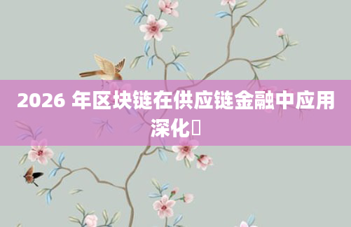 2026 年区块链在供应链金融中应用深化​