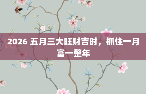 2026 五月三大旺财吉时，抓住一月富一整年