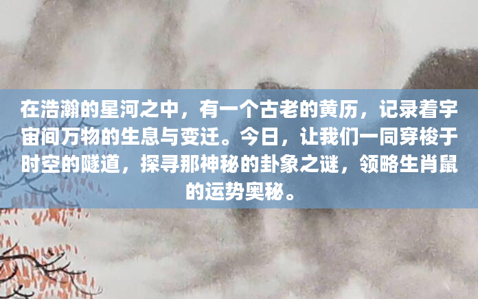 在浩瀚的星河之中，有一个古老的黄历，记录着宇宙间万物的生息与变迁。今日，让我们一同穿梭于时空的隧道，探寻那神秘的卦象之谜，领略生肖鼠的运势奥秘。