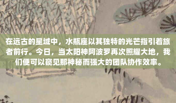 在远古的星域中，水瓶座以其独特的光芒指引着旅者前行。今日，当太阳神阿波罗再次照耀大地，我们便可以窥见那神秘而强大的团队协作效率。