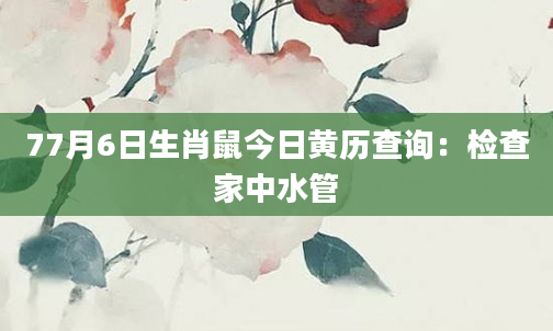 77月6日生肖鼠今日黄历查询：检查家中水管