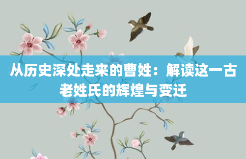 从历史深处走来的曹姓：解读这一古老姓氏的辉煌与变迁