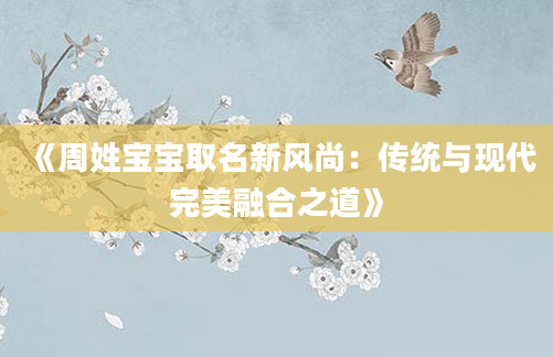 《周姓宝宝取名新风尚：传统与现代完美融合之道》
