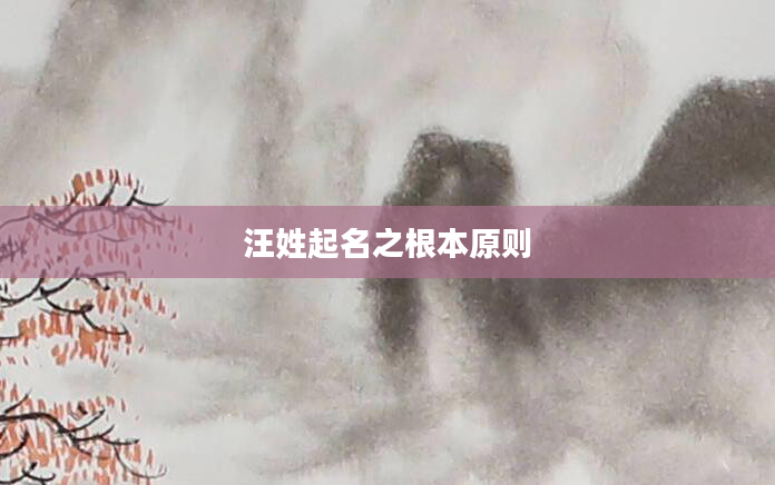 汪姓起名之根本原则