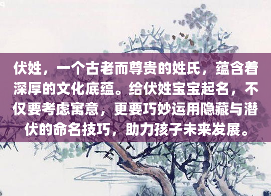 伏姓，一个古老而尊贵的姓氏，蕴含着深厚的文化底蕴。给伏姓宝宝起名，不仅要考虑寓意，更要巧妙运用隐藏与潜伏的命名技巧，助力孩子未来发展。