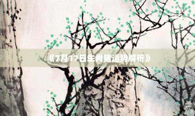 《7月17日生肖猪运势解析》