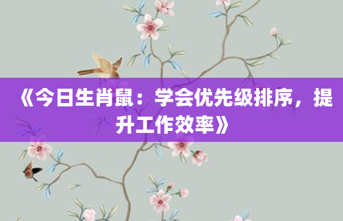 《今日生肖鼠：学会优先级排序，提升工作效率》