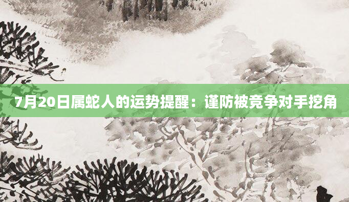 7月20日属蛇人的运势提醒：谨防被竞争对手挖角