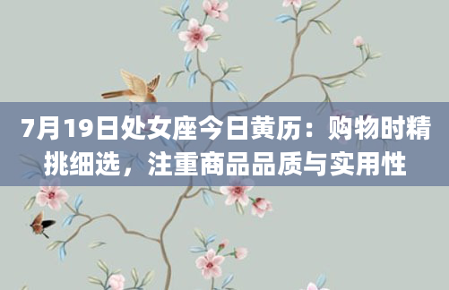 7月19日处女座今日黄历：购物时精挑细选，注重商品品质与实用性