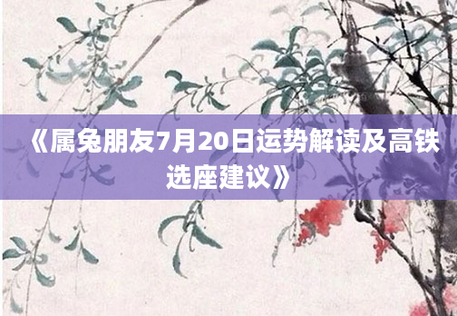 《属兔朋友7月20日运势解读及高铁选座建议》