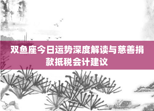 双鱼座今日运势深度解读与慈善捐款抵税会计建议