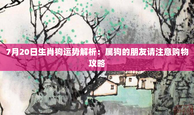 7月20日生肖狗运势解析：属狗的朋友请注意购物攻略